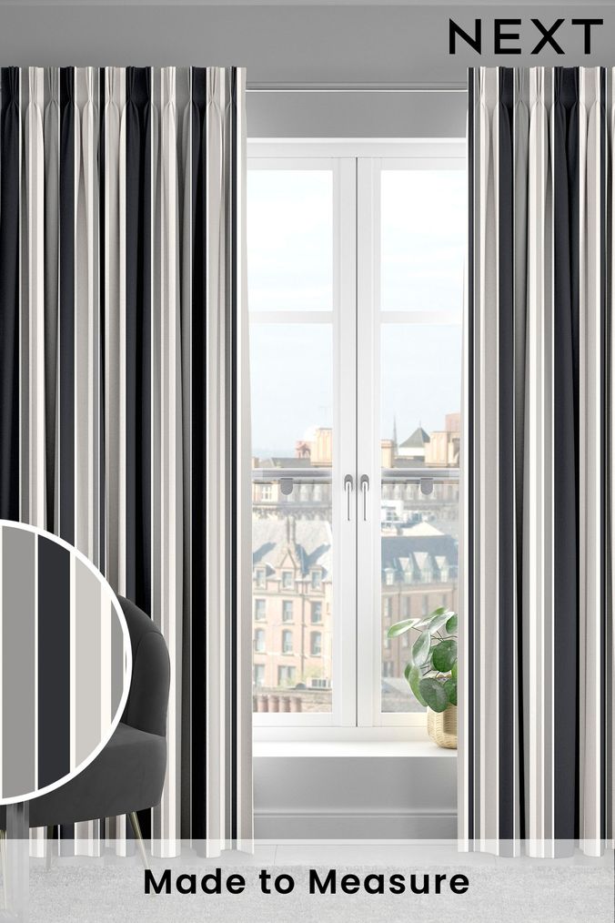 Black top striped curtains