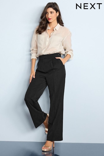 Black Tailored Hourglass Wide Leg Trousers Stretch (C38350) | £36