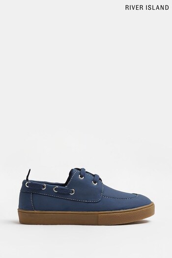 River Island Boys Blue Gum Sole Boat Shoes (C38617) | £20