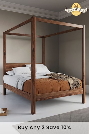 Get Laid Beds Coffee Bean Four Poster Classic Square Leg Bed (C38714) | £780 - £930