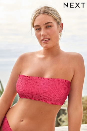 Pink Shirred Bandeau Bikini Top (C38855) | £24