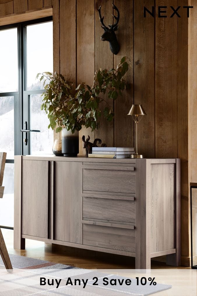 Dark grey store buffet table