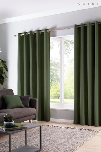 Fusion Green Sorbonne Eyelet Curtains (C39139) | £22 - £65