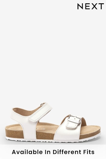 White Leather Wide Fit (G) Leather Corkbed ltlich Sandals (C39189) | £18 - £25