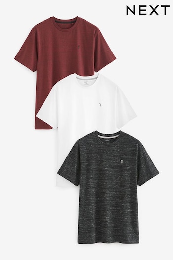 Black/Burgundy/White 3 Pack Stag Marl T-Shirt (C39353) | £32