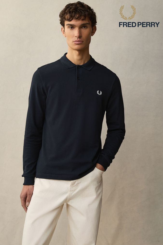 Buy Men s Fred Perry Polo Shirts Long Sleeve Tops Online Next UK