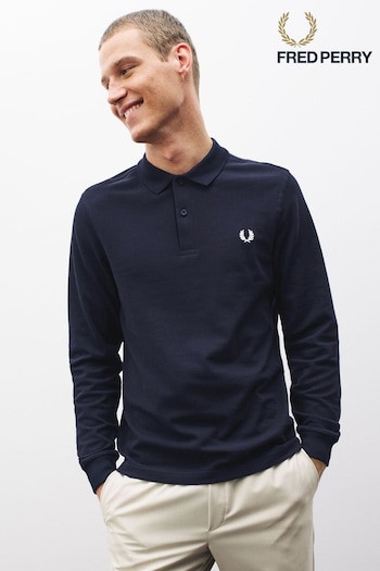 Fred Perry Plain Long Sleeve Polo Shirt (C39407) | £90