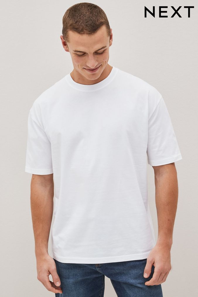 Loose white tee shirt mens on sale