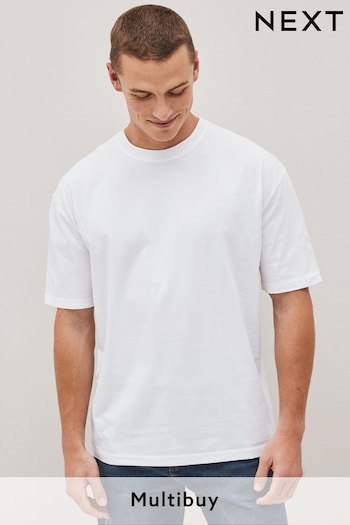 White Relaxed Essential Crew Neck T-Shirt (C39409) | £9