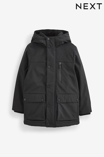 Black Shower Resistant Parka Coat (3-17yrs) (C39516) | £38 - £51