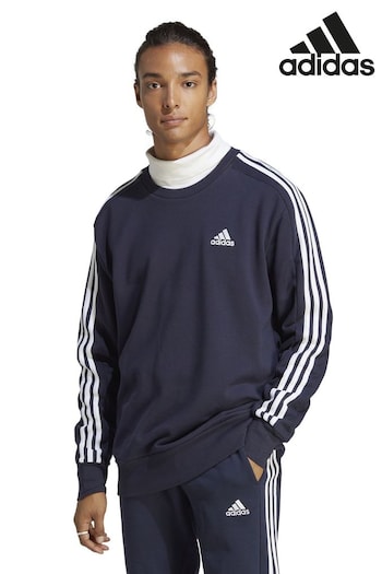 adidas Blue Sportswear Essentials French Terry 3-Stripes Sweatshirt (C39573) | £40