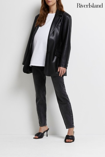 River Island Black Maternity Mid Rise Mom Jeans times (C39647) | £42