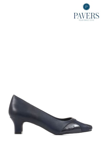 Pavers Blue Block Heeled Court Shoes (C39665) | £35