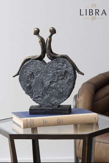 Libra Bronze Couple's Love Heart Textured Sculpture (C39730) | £82