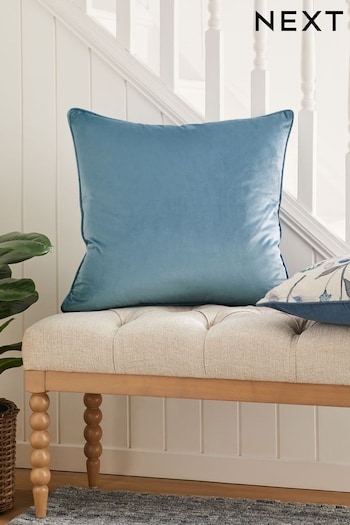 Pale Blue Matte Velvet Large Square Cushion (C39801) | £16