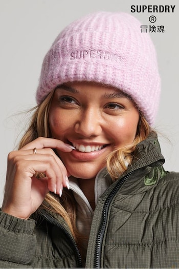 Superdry Pink Essential Ribbed Beanie (C39856) | £20