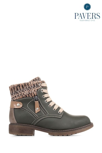 Pavers Green Lace-Up Ankle Boots (C39963) | £48