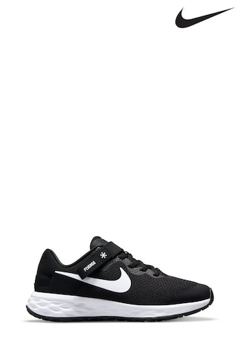 Nike started Black/White Revolution 6 Flyease Youth Trainers (C3C846) | £45