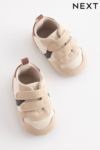 Stone Natural Touch Fastening  Baby Pram Trainers (0-24mths) (C40089) | £9 - £10