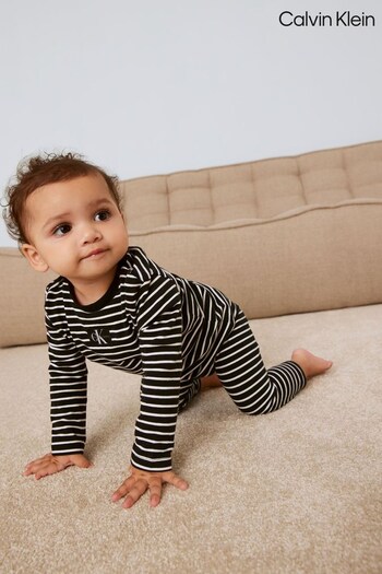Calvin Klein Newborn Striped Long Sleeve Black T-Shirt (C40206) | £17.50