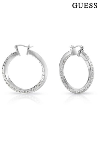 Guess Ladies Silver Tone Jewellery Earrings (C40246) | £59