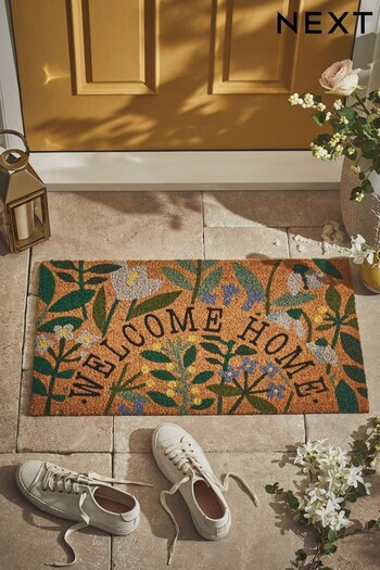 Green Welcome Home Cottage Floral Doormat (C40303) | £14