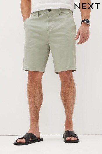 Light Green Straight Stretch Chino Shorts (C40304) | £20