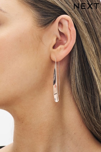 Rose Gold Tone Recycled Metal Pull Through Earrings (C40309) | £8