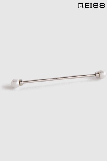 Reiss Silver Colby Pearl Collar Bar (C40570) | £48