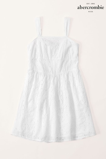 Abercrombie & Fitch White Floral Embroidered Easter Dress (C40786) | £40