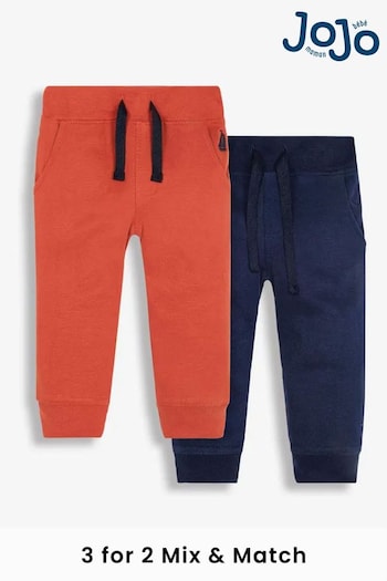 JoJo Maman Bébé Russet Orange & Navy Blue Boys' 2-Pack Classic Joggers (C40863) | £21