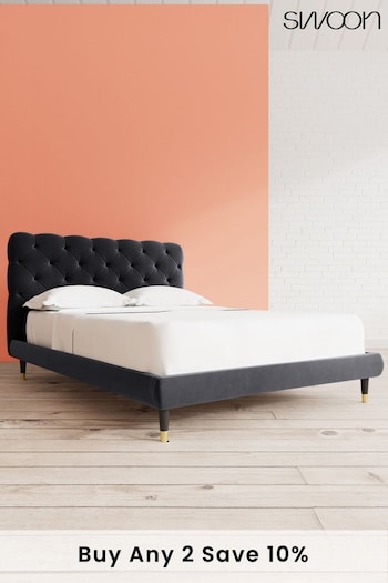 Swoon Easy Velvet Black Burbage Bed (C41005) | £959 - £1,079