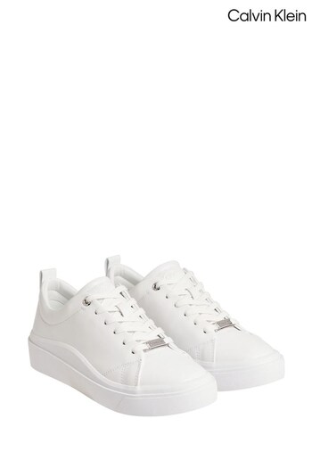Calvin Klein White Wave Lace Up Trainers (C41028) | £140