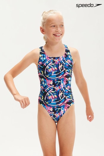 Speedo Digital Allover Leaderback Black Swimsuit (C41054) | £24