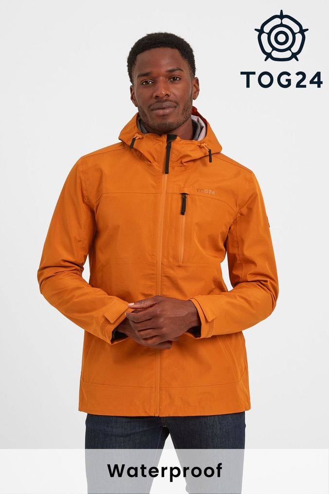 Mens waterproof jacket orange hot sale