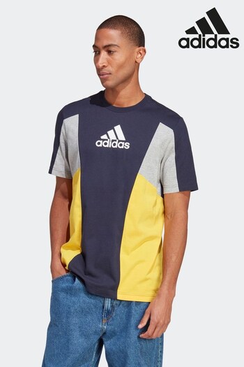 adidas Blue Sportswear Essentials Colourblock T-Shirt (C41249) | £23