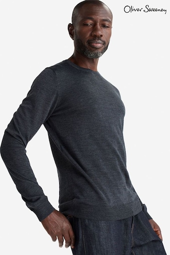 Oliver Sweeney Grey Camber Merino Wool Crew Neck Jumper (C41293) | £99