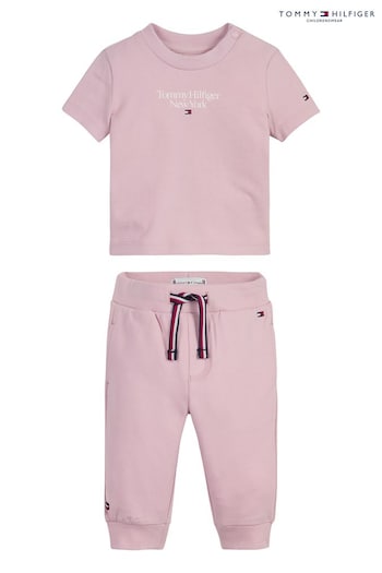 Tommy Gift Hilfiger Pink Baby Essential Jogger Set (C41294) | £32