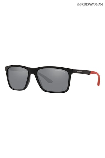 Emporio Armani Black Rectangular Frame Sunglasses Blau (C41298) | £138