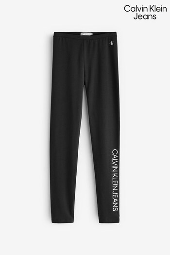 Calvin kortholder Klein Jeans Girls Institutional Logo Black Leggings (C41323) | £30