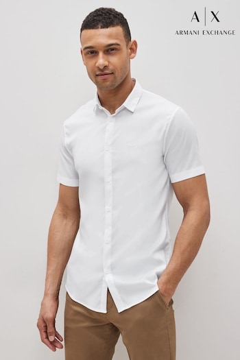 Armani Exchange Stretch Short Sleeve White Shirt (C41370) | £85