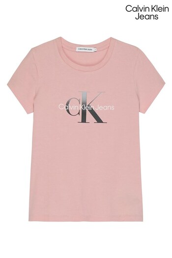 Calvin Klein Girls Pink Gradient Monogram T-Shirt (C41697) | £40