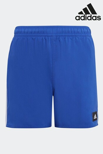 adidas Blue 3-Stripes Swim Shorts Detail (C41751) | £23