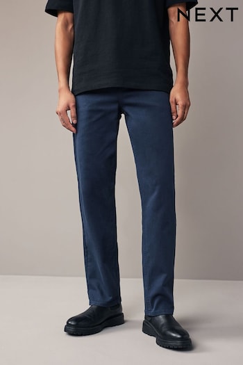 Dark Indigo Blue Straight Coloured Stretch Jeans hem (C41815) | £28