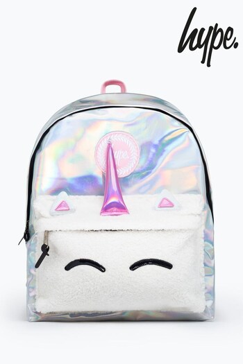 Hype. Unisex Silver Holographic Unicorn Crest Backpack (C42068) | £35