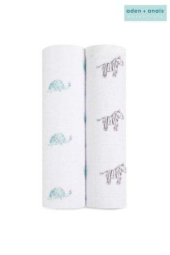 aden + anais White Large Organic Cotton Muslin Blankets 2 Pack (C42100) | £31