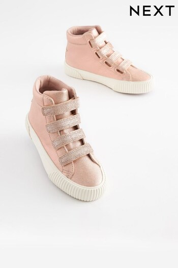Pink Shimmer Star Detail Touch Fastening High Top Trainers (C42149) | £25 - £32