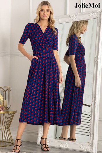 Jolie Moi Blue Akayla Printed Jersey Maxi Dress (C42387) | £79