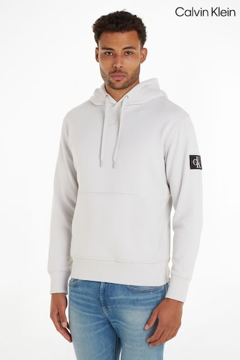 Calvin Klein Grey Woven Badge Hoodie (C42413) | £90