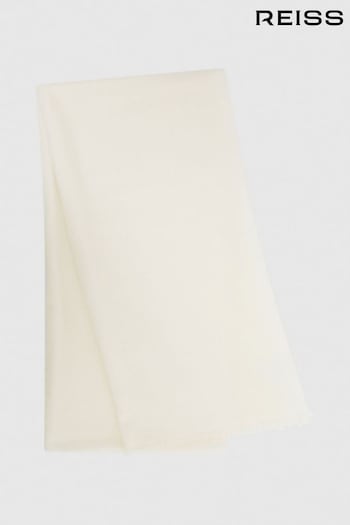 Reiss Off White Heidi Wool-Cashmere Lightweight Scarf (C42461) | £88
